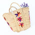 Large Bohemian Violet Stars - Embroidered Straw Basket Market Tote